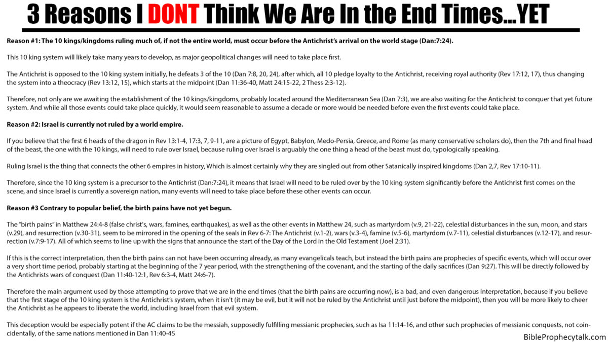 3 Reasons I DON’T Think We Are in the End Times…Yet